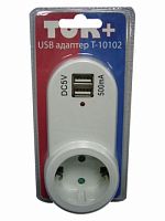  адаптер сетевой "ток+" на 1 гнездо + 2 гнезда usb, 220в, 16а (т10102)/72  фото